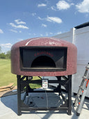 CALIFORNO Verona-560 pizza oven, burgundy glass mosaic with custom logo inlay, installed at LedgeRock Golf Club, Pennsylvania