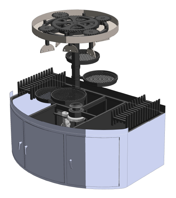 CUSTOM BUILT CENTER LUNA PARK PIECE, ROTATING GRILLS AND HANGERS
