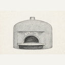 Hand-drawn sketch of a CALIFORNO assembled commercial pizza oven