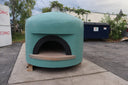 CALIFORNO Garzoni mosaic pizza oven, teal penny tile, front view