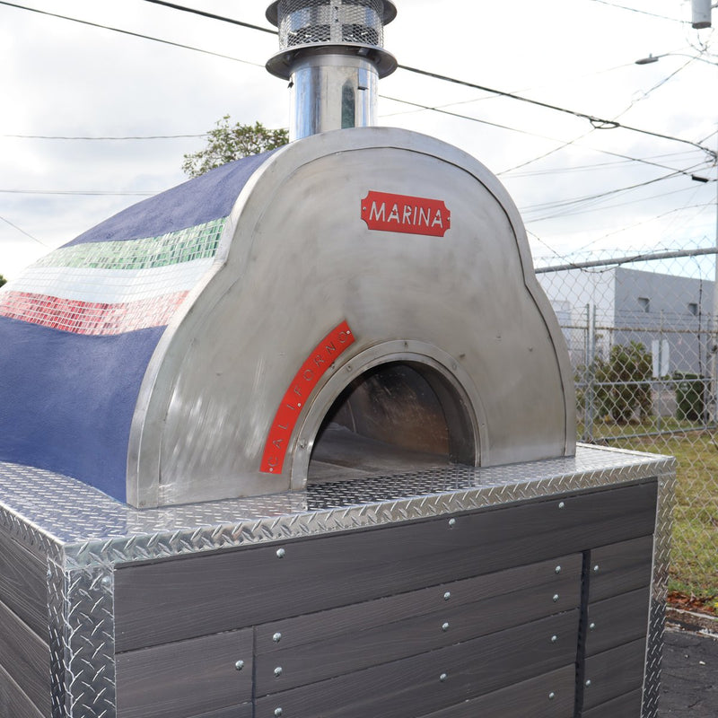 CALIFORNO mosaic pizza oven in Blue with Italian Stripe